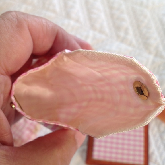 1950”s Cosmetic Bag Set Pink Gingham Vintage - Picture 4 of 5